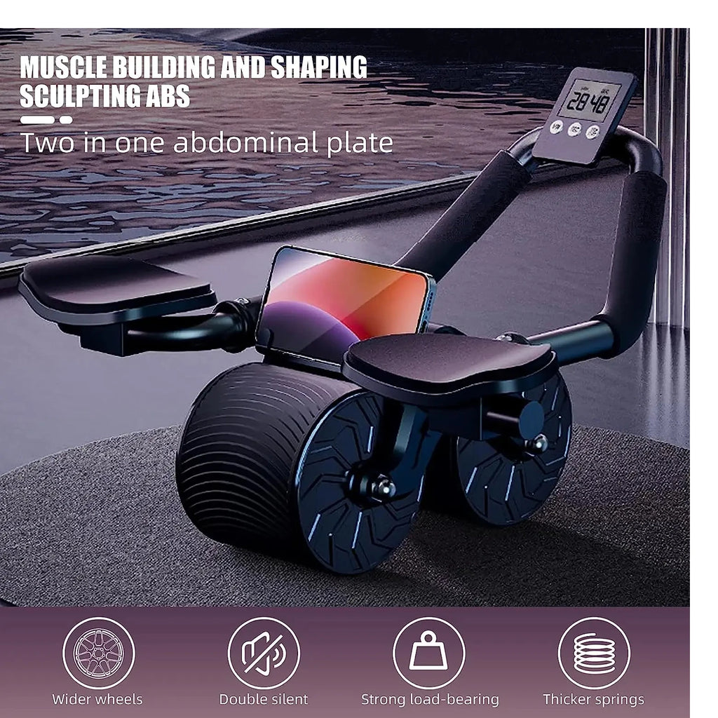 Elbow Support Automatic Rebound Abdominal Wheel Core Muscle Ab Trainer with Counter Display Fitness Exercise Roller Wheel